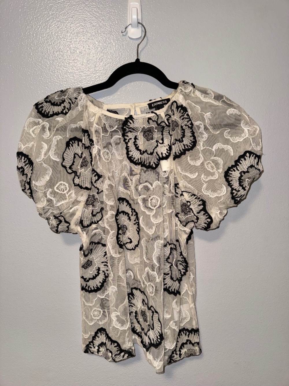 NWT Express Sheer Black and White Top